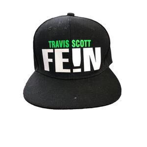 Travis Scott FEIN Black Graphic Hip Hop Snap Back Baseball Hat Cap